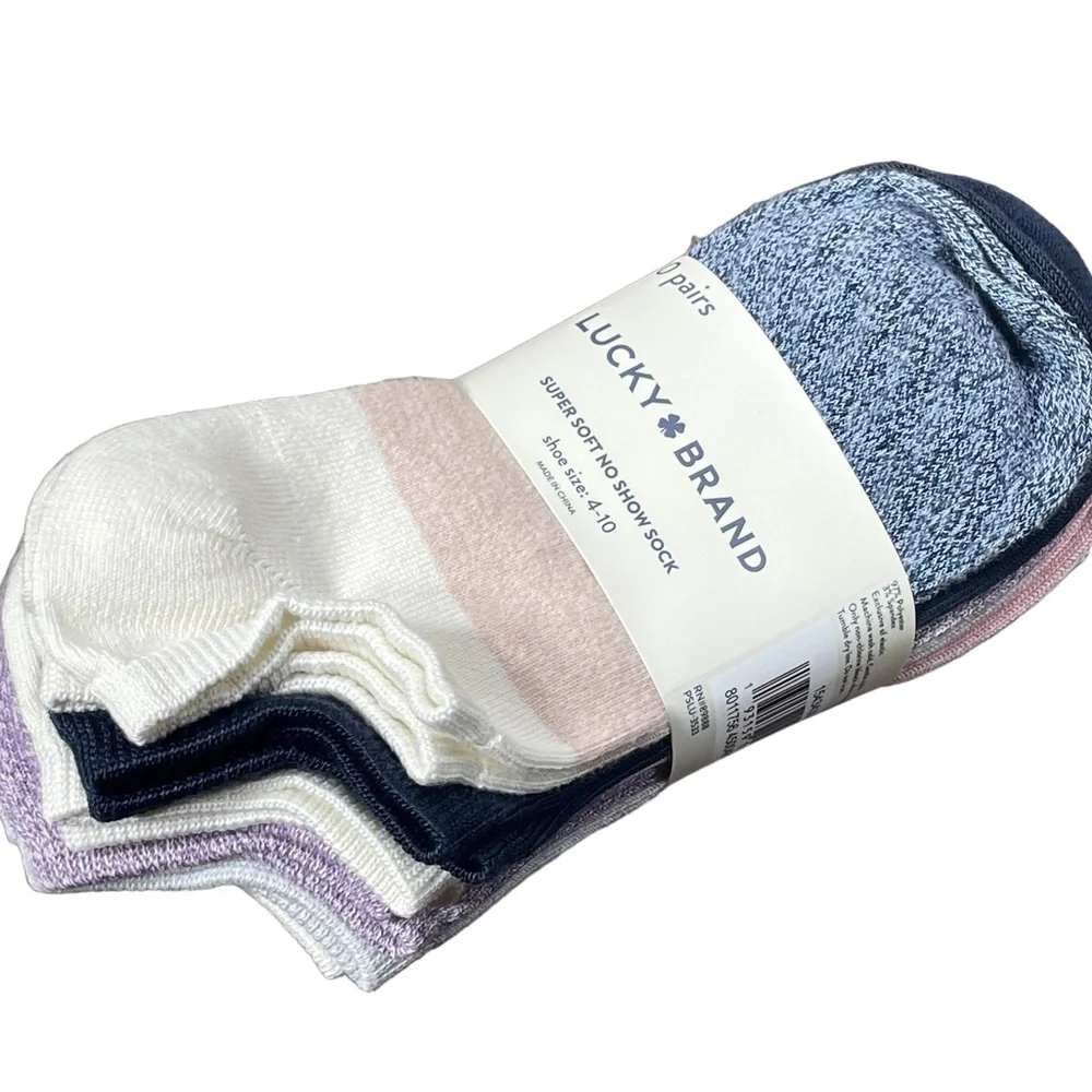 Lucky Brand Women's Super Soft No Show Socks 10 Pairs Size 4-10 Multi Colors New
